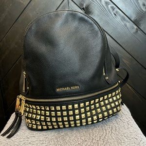 Michael Kors Black and Gold Backpack